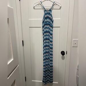 Blue Zigzag Maxi Dress